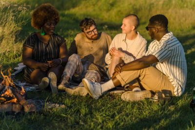 friends having picnic conversations